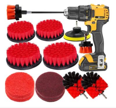 China 14Pcs Power Cleaning Brush Kit 1kg Set Scrub Pads For Drill Red Color for sale