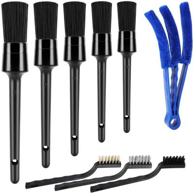 China 9pcs Auto Car Detailing Brush Set For Interior Cleaning for sale