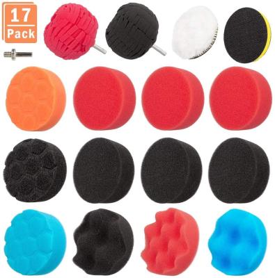 China 17PCS 3 Inch Car Polishing Pads Sponge Buffing Pads With M10 Drill Adapter for sale