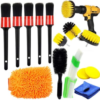 China Car Cleaning Brush Set 14 Pieces For Car Interior Detailing for sale
