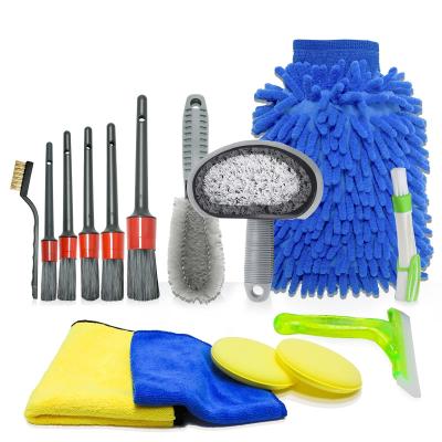 China 15 Pieces Car Detailing Brush Kit Microfibre Tire Brush Used for sale