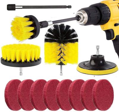 China Cleaning 3PC Drill Brush Attachment Set With 150Mm Extension Rod for sale