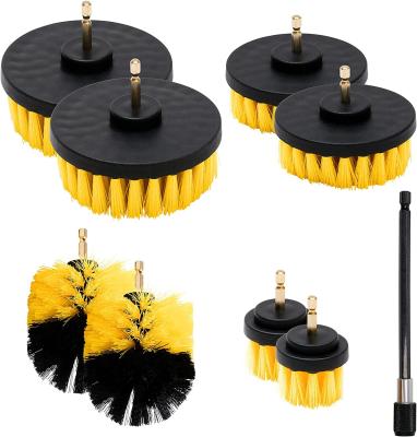China 9 Piece Cleaning Detailing Power Scrub Brushes With Extended Reach Attachment for sale