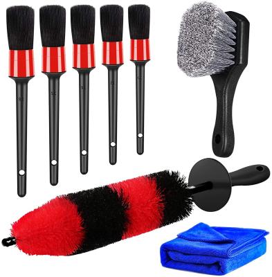 China Tire And Rim Cleaning Dirt 8pcs Car Detailing Brush Kit Without Scratch Car for sale