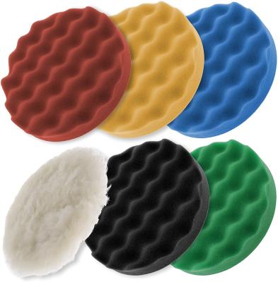 China Wool Buffing / Polishing Set 5 Waffle Foam Pads For Hook / Loop Backing for sale