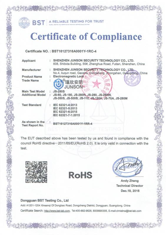 ROHS - Shen Zhen Junson Security Technology Co. Ltd