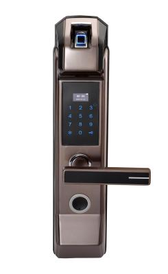 China 500DPI Fingerprint Keypad Door Locks FCC Zinc Alloy Brown for sale