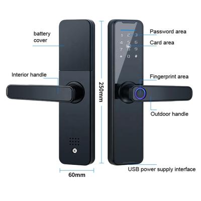China FCC Fingerprint Smart Door Lock 50mm Thickness Tuya APP Digital Door Lock for sale