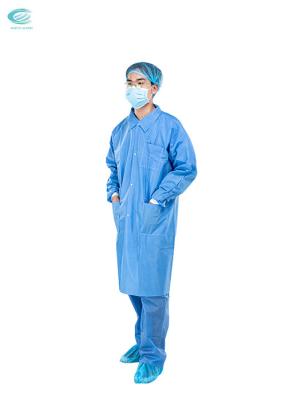 中国 Nonwoven Lab Coat Blue Disposable Gown Unisex Hospital Uniforms Medical Coveralls Suit 販売のため
