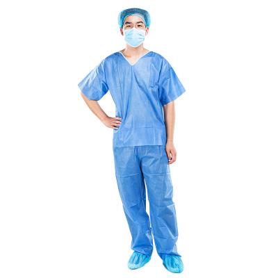 China Op maat gemaakte klinische 4 zakken scrub pak medisch uniform wit blauw groen grijs zwart Te koop