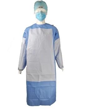 Китай Мантия хирурга устранимая хирургическая, изоляция лаборатории голубая пластиковая одевает материал PE PP продается