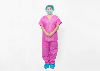 China Medical 42g Blue SMS Nonwoven Disposable Scrub Suit for sale
