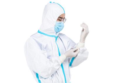 중국 두건 반대로 바이러스 한 벌을 가진 백색 미세 다공성 의학 한 벌 처분할 수 있는 작업복 판매용
