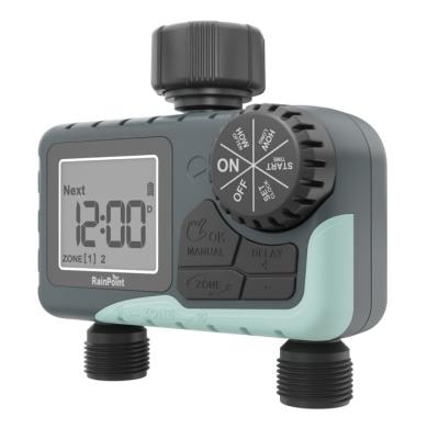 China 2 Outlet Sprinkling Rainpoint 2-Zone Digital Water Timer For Garden New Design 2 Outlet Irrigation Water Timer for sale