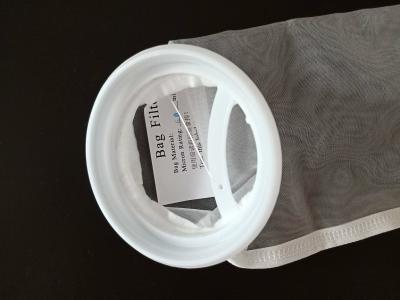 China Hanging Loop Sewing Nylon 60 Micron Mesh Filter Bags with Plastic Ring for sale