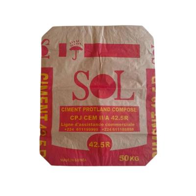 China 20kg 2 Ply Paper Bags Waterproof Cement Multiwall Paper Sacks With Adhesive for sale
