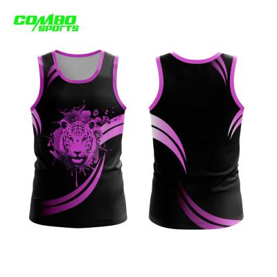 China Sublimation Print Breathable Quick Dry Sports Men Singlet Round Neck for sale