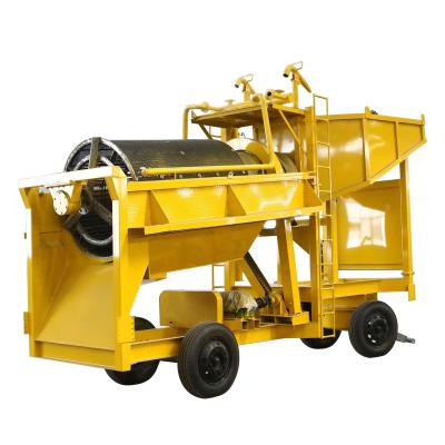 中国 黄色い色のホッパー送り装置の移動式ドラム金の砂の回転式トロンメル スクリーン 販売のため