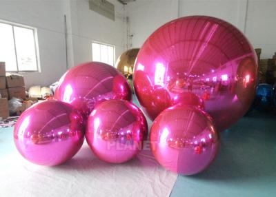 China Rosed Red PVC Floating Inflatable Reflective Mirror Ball Christmas Inflatable Sphere Mirror Balloon for sale