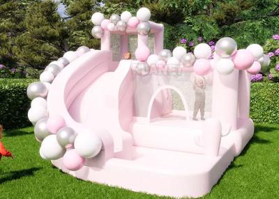 China Girls Pastel Pink Inflatable Bounce House Inflatable White Bouncy Jumping Castle for sale