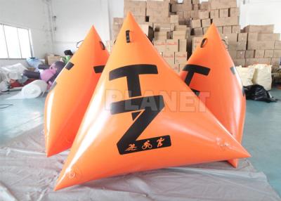 China Water Game Triathlon Race Custom Logo Orange Triangle Shape Inflatable Marker Buoy For Racing Marks for sale