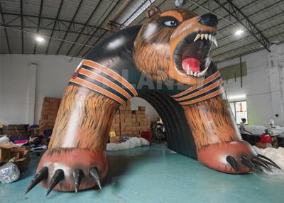 China Custom PVC Black Event Advertising Bear Inflatable Football Tunnel Inflatable Bear Entrance For Football Game for sale