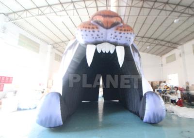China Outdoor Sport Entrance Inflatable Tiger Head Tunnel Advertising Mascot Inflatable Tiger Helmet Tunnel for sale