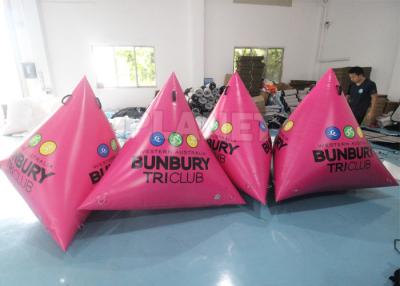 China Pink Triangular Inflatable Marker Buoys For Swim Event , Yellow Inflatable Water Park Buoys for sale