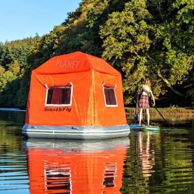 China Outdoor Leisure Inflatable Floating Tent Floating Island Tent PVC Raft Boat for sale