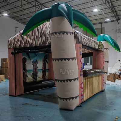 China Commercial Tropical Exhibition Inflatable Tiki Bar PVC Bar Counter Inflatable Serving Pub Tent for sale