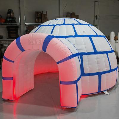 China Christmas Oxford Inflatable Igloo Dome Tent Event Igloo Tent Advertising Tent With LED Light for sale