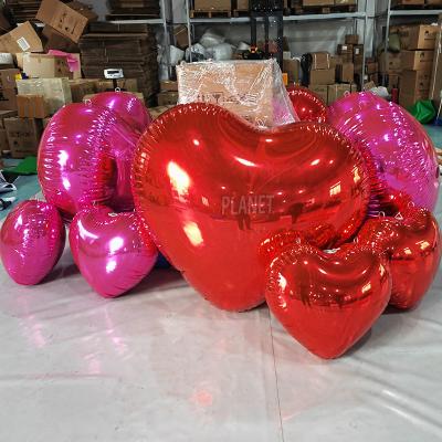 China Advertising Event Decor Inflatable Heart Shaped Mirror Ball PVC Mirror Balloon Airtight Mirror Sphere For Festival for sale