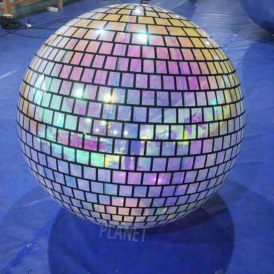 China Colorful Portable Disco Mirror Ball Hanging Inflatable Mirror Balloon PVC Mirror Sphere For Advertising for sale