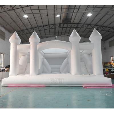 China White Party Bounce House Combo PVC Jumping Inflatable Bouncer Inflatable Bouncy Castle With Slide for sale