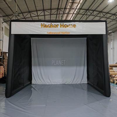 China Heavy Duty Inflatable Golf Simulator Enclosure Air Sealed Golf Practice Simulator Cage Driving Range Tent for sale