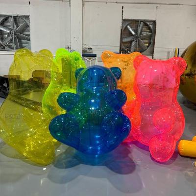 China Op maat gemaakte transparante luchtdichte opblaasbare teddybeer opblaasbare cartoon pvc opblaasbare beer voor decoratie Te koop