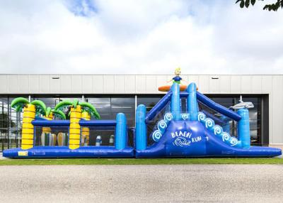 China Giant Crazy Inflatable Obstacle Race Blue Color For Kids And Adults for sale