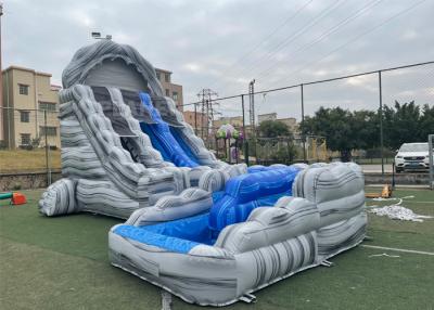 China Marble Color 0.55mm PVC Inflatable Water Slide With Pool for sale