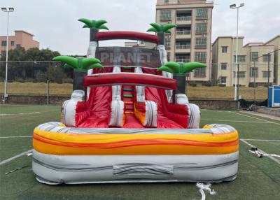 China PVC Stripes Double Lane Water Park Games Slide With Pool for sale