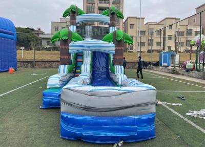 China Jungle Palm Tree Theme EN71 Inflatable Water Slide With Pool for sale