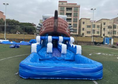 China PirateShip Theme CMYK Inflatable Water Slide With Pool for sale