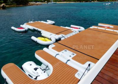 China 4x2x0.2m Teak Sunbathing Inflatable Floating Island Dock for sale
