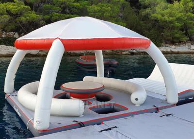China Water Play Equipment Inflatable Floating Platforms Inflatable Water Floating Island With Tent For Leisure Time for sale
