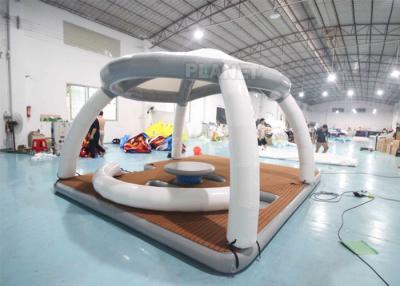China Inflatable Water Floating Mat Island With Roof Tent Inflatable Aqua Banas Water Tent For Leisure Time for sale