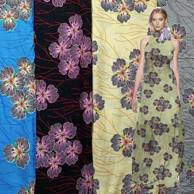 China 100-200gsm Floral Print Fabric For Dresses , Viscose Rayon Cloth Material for sale