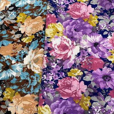 China 145cm Dress Polyester Viscose Floral Printed Woven Fabrics Muslin Shrink Resistant for sale