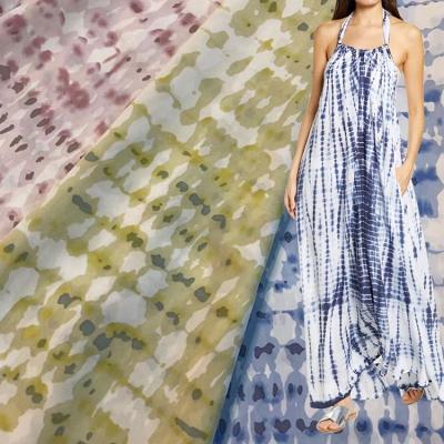 China Customized Tye Dye Polyester Dress Fabrics 150cm Woven Print Fabric for sale