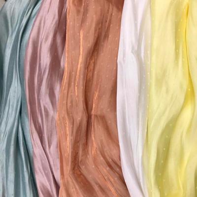 China Sparking Silky 145cm Polyester Jacquard Fabric Crystal Polka Dot Satin Fabric for sale