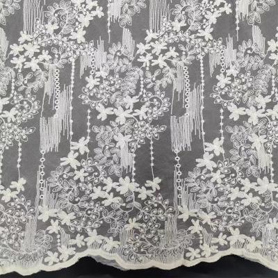 China Embroidery 130cm White Bridal Lace Fabric Soft Tulle Mesh Fabric Water Soluble for sale