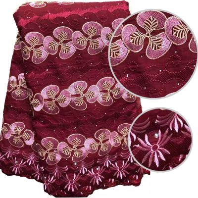 China Multi Color 125cm Swiss Voile Lace Coloured Embroidery Fabric Rhinestone Decoration for sale